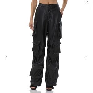 AFRM Sleek Black Leather Cargo Pants